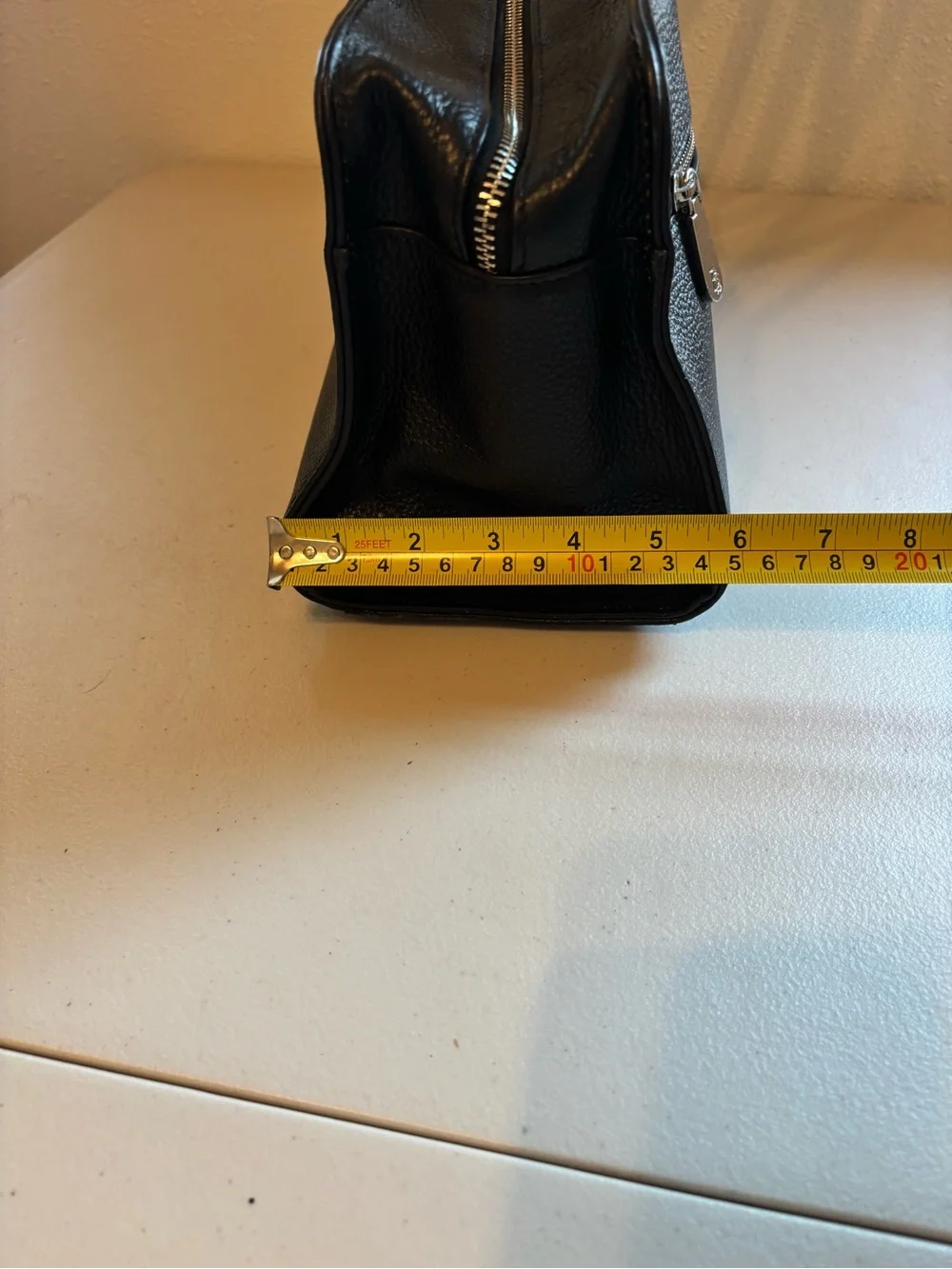 Bostanten Black Pebble Leather Shoulder Bag with Front Zip Pocket - Picture 10 of 13